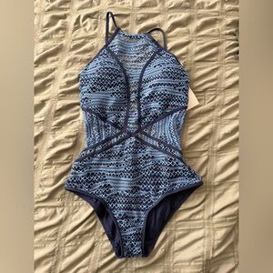 Becca Blue Crochet One-piece Swimsuit. Sample size S fits more like a medium.